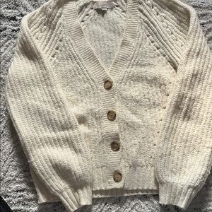 LOFT Women's Ivory Knit Cardigan